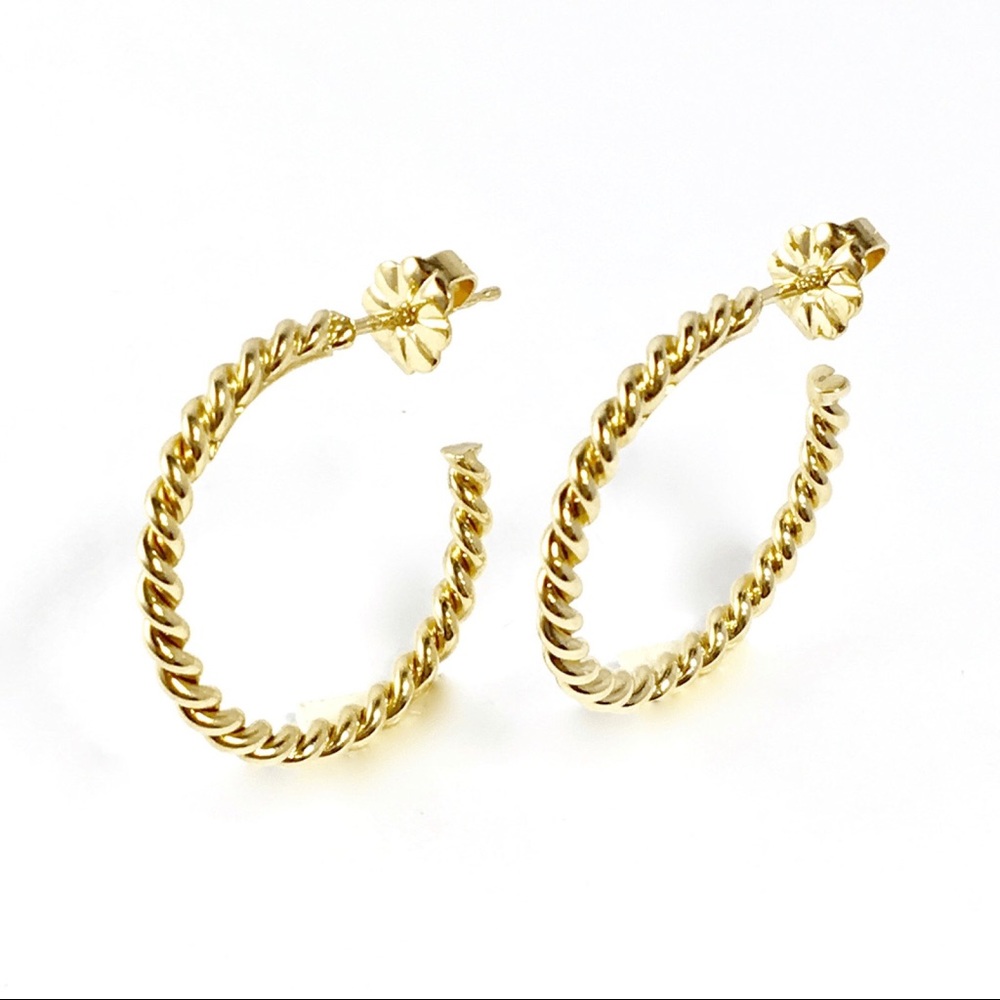 RARE Tiffany&Co 18k gold twist rope earrings
